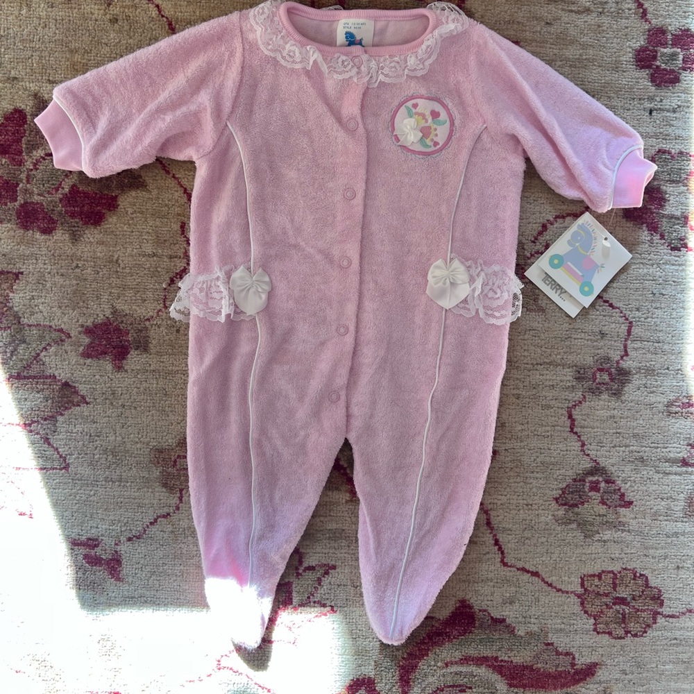 NWT Vintage Terry Baby Girl Footie
